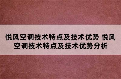 悦风空调技术特点及技术优势 悦风空调技术特点及技术优势分析